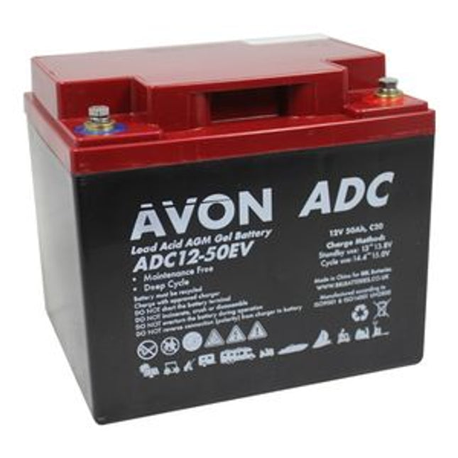 ADC12-50EV AVON DEEP CYCLE AGM GEL BATTERY 50AH-Powerland