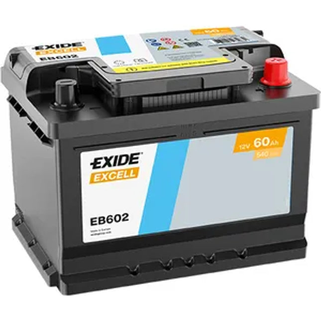 075SE EXIDE EXCELL CAR BATTERY EB602 12V 60AH CCA (EN) 540A