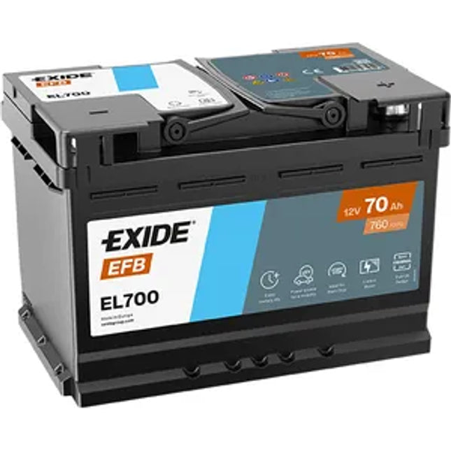 EXIDE 096 EFB CAR BATTERY EL700 12V 70Ah 720A - Powerland.co.uk