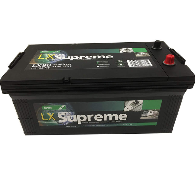 Lucas Dual Purpose Leisure / Marine LX80 12V 230Ah (CCA1150A)-Powerland