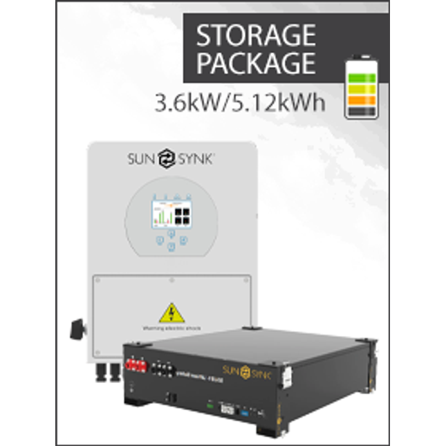Sunsynk Sun 3.6kW Hybrid / Sunsynk 5.12kWh Package