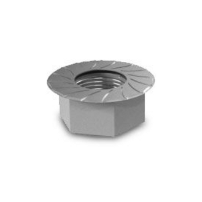 K2 Hexagon flange nut with serration. Screw thread: M8