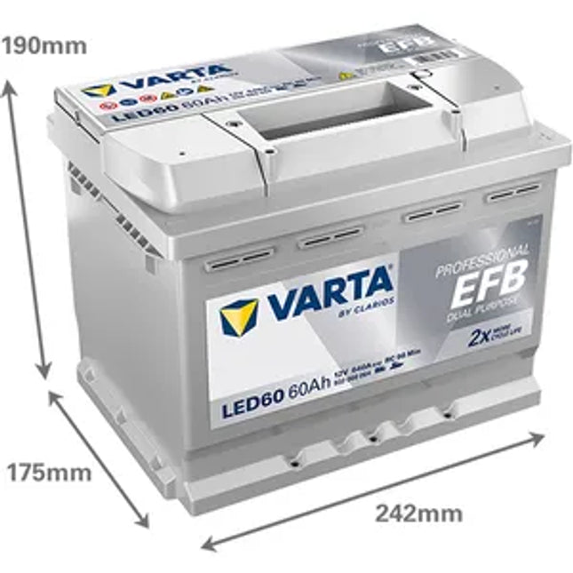 LED60 VARTA PROFESSIONAL DUAL PURPOSE EFB LEISURE BATTERY 60AH (930060068)