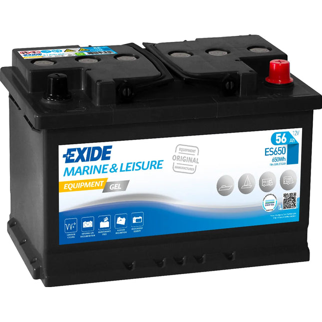 ES650 EXIDE G60 MARINE GEL LEISURE BATTERY 56AH-Powerland