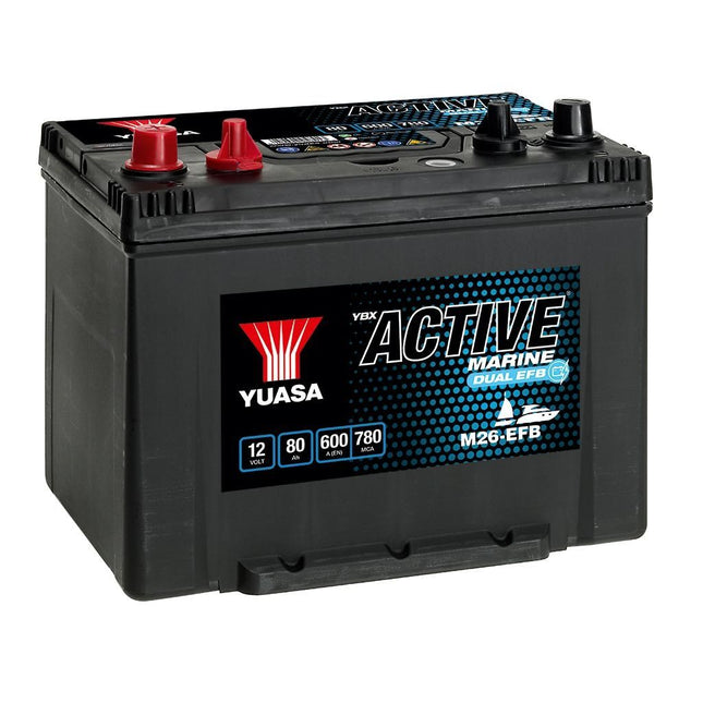 M26-EFB YUASA MARINE BATTERY 12V 80AH-Powerland