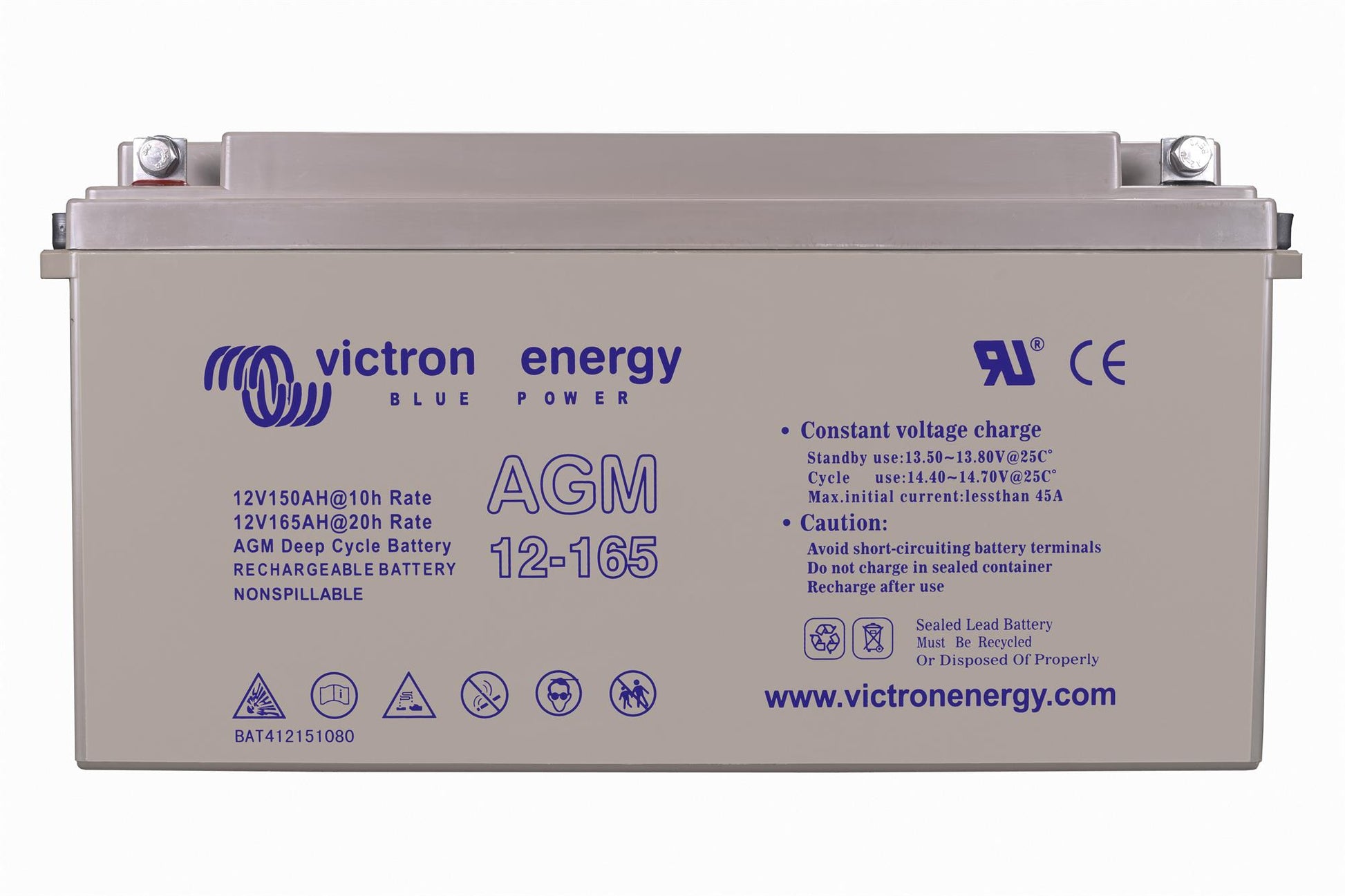 Victron Energy 12V/165Ah AGM Deep Cycle Battery (BAT412151085) (M8)-Powerland