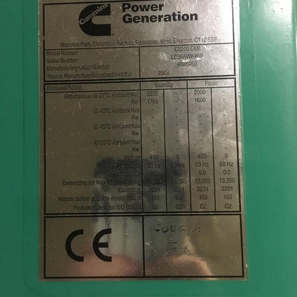 2000KVA 2008 Cummins Generator - Powerland Renewable Energy
