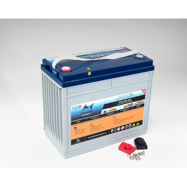 Predator Batteries 12v 160Ah AES Carbon Gel Battery – 5 Year Guarantee – Ultra Deep Cycle Leisure Battery with M8 Terminals - Powerland.co.uk