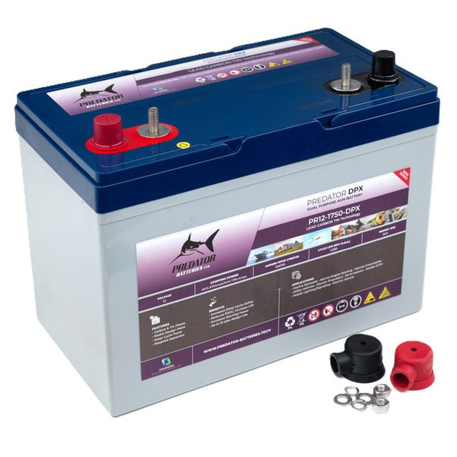 Predator Batteries 12v 115Ah DPX Dual Purpose Battery – 4 Year Guarantee – Dual Terminal Starting & Deep Cycle Battery - Powerland.co.uk