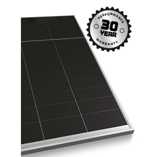 Aiko Stellar 1N+ 645W N-Type ABC, 72 Cell, Silver Frame, Dual Glass, Long Cable, 01C Connector + Aiko 2.3m Extension Cable