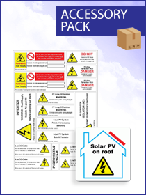PV on Roof and Hazard Labels Pack - Powerland Renewable Energy