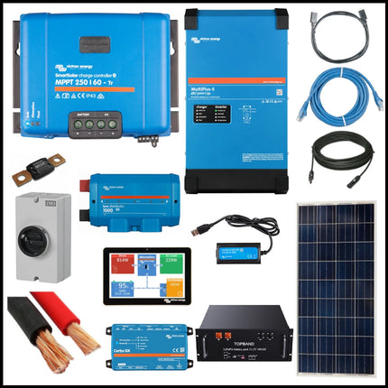 ESS Kit – Victron Energy 2.4kW Kit with 1.4kW Solar Array and 5.1kWh Topband Li-PO4 Battery