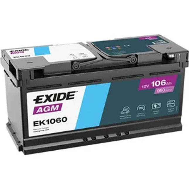 EK1060 EXIDE 020 AGM CAR BATTERY 106AH - Powerland.co.uk