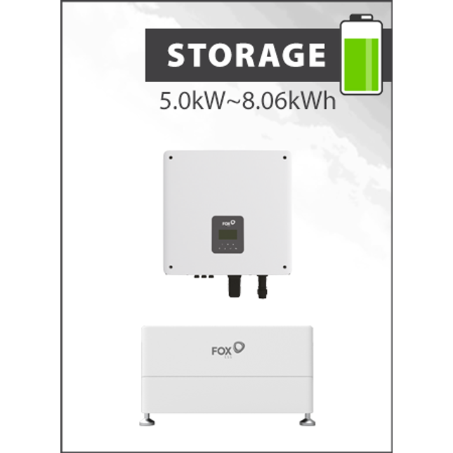 Fox ESS H1 5.0kW G2 Hybrid Inverter with ECS4100 Battery stack of 2 (8.06kWh)