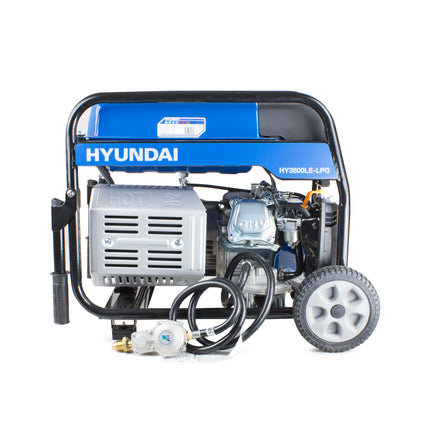 HY3800LE-LPG - 3.8kw driven by 7.5hp E-Start, wheel Kit, 230v, dual fuel (inc LPG) - Powerland Renewable Energy