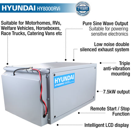HY8000RVi - 8000w 'Silent' onboard  motorhome inverter generator  full installation kit - Powerland Renewable Energy