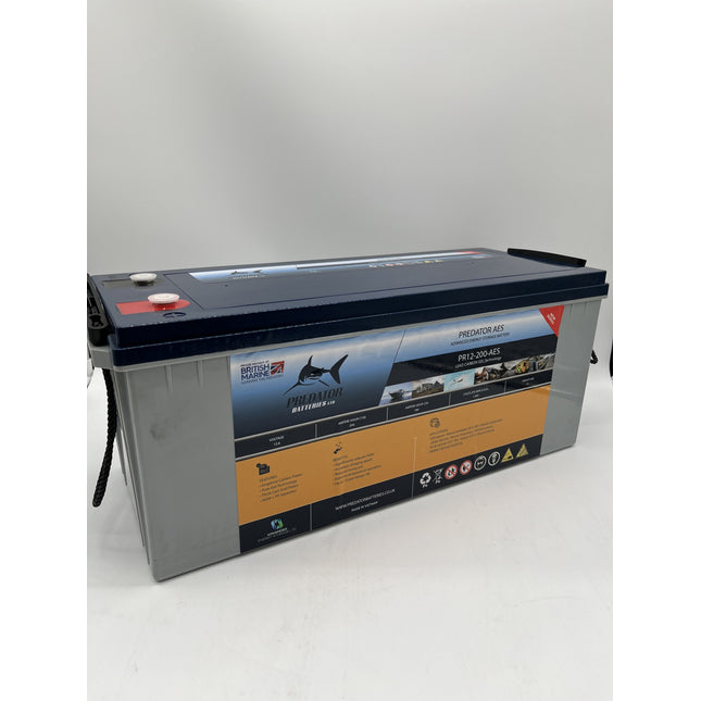 Predator Batteries 12v 200Ah AES Carbon Gel Battery – 5 Year Guarantee – Long Life battery with M8 Terminals - Powerland.co.uk