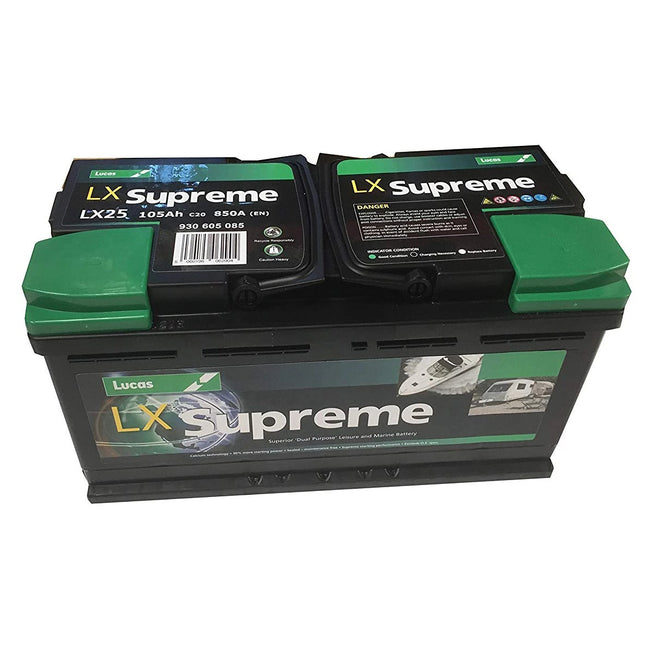 Lucas Dual Purpose Leisure / Marine LX25 12V 105Ah (CCA800A)-Powerland