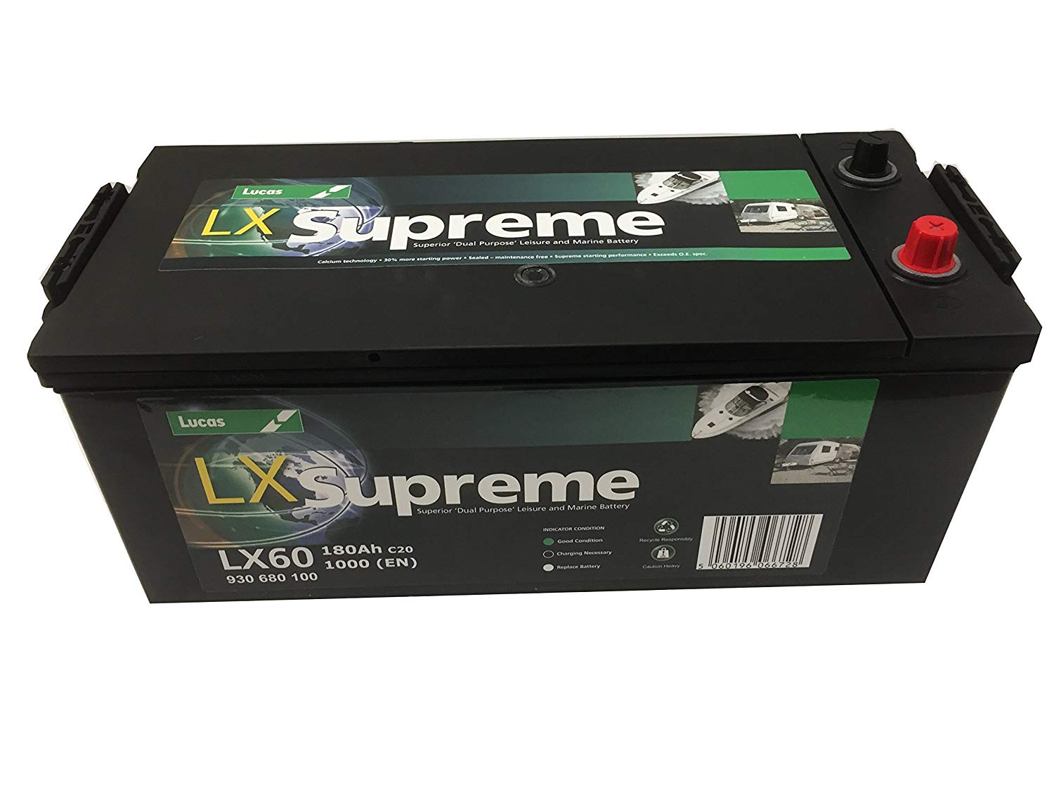 Lucas Dual Purpose Leisure / Marine LX60 12V 180Ah (CCA1000A)-Powerland