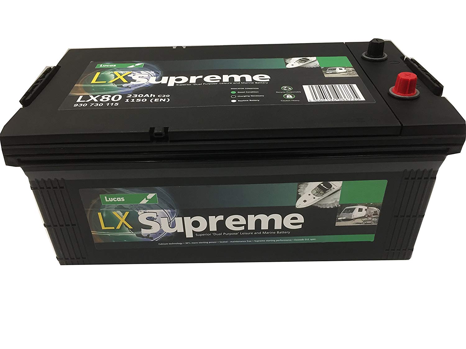 Lucas Dual Purpose Leisure / Marine LX80 12V 230Ah (CCA1150A)-Powerland