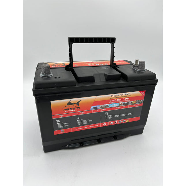 Predator Batteries 12v 110Ah SMF Sealed Lead Acid – 2 Year Guarantee – Dual Terminal Leisure Battery - Powerland.co.uk