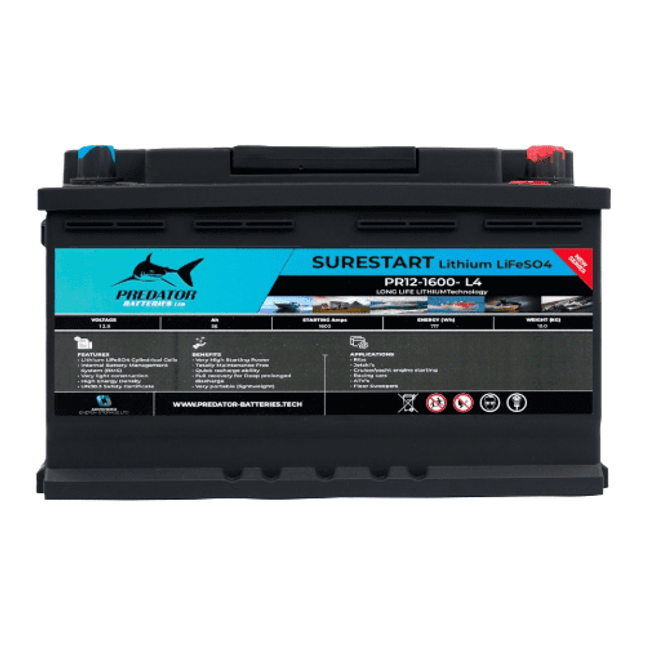 Predator Batteries 56Ah 1600CCA Lithium Sure Start Battery – 3 Year Guarantee - Powerland.co.uk