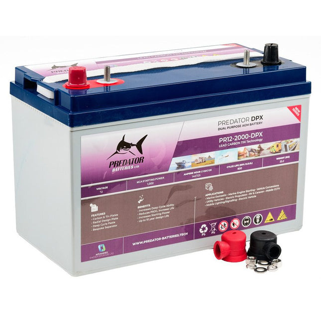 Predator Batteries 12v 140Ah DPX Dual Purpose Battery – 4 Year Guarantee – Dual Terminal Leisure Battery - Powerland.co.uk