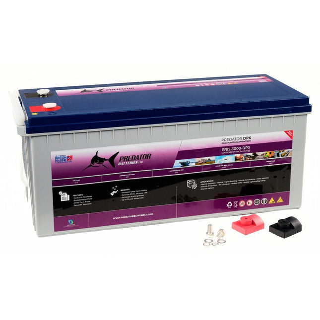 Predator Batteries 12v 220Ah DPX Dual Purpose Battery – 4 Year Guarantee – Dual Terminal Leisure Battery - Powerland.co.uk