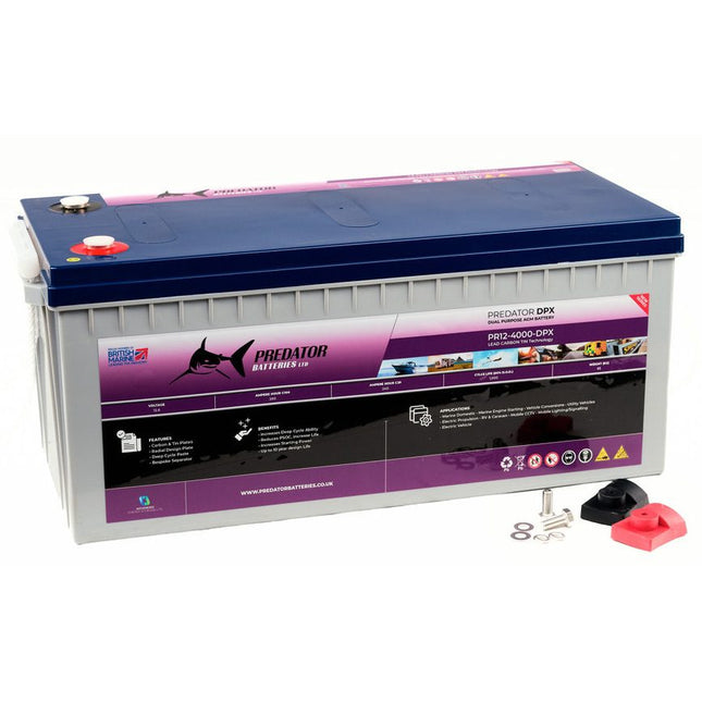 Predator Batteries 12v 260Ah DPX Dual Purpose Battery – 4 Year Guarantee – Dual Terminal Leisure Battery - Powerland.co.uk