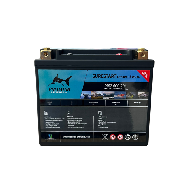 Predator PR12-600-20L 12v 12ah Marine And Engine Starting Lithium Batteries