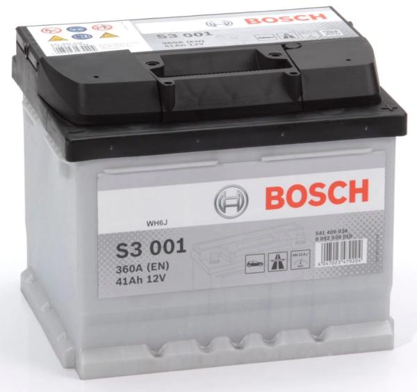 S3 001 BOSCH CAR BATTERY 12V 41AH (CCA 360 amps) Type 063 S3001-Powerland