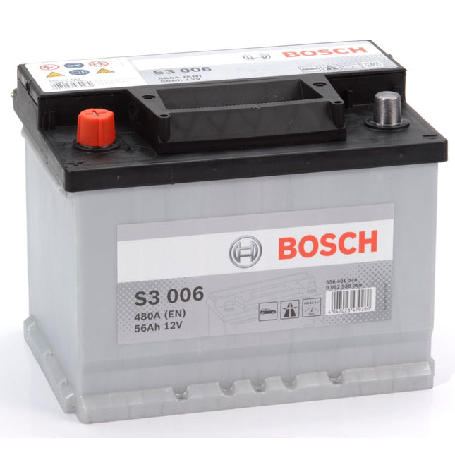 S3 006 BOSCH CAR BATTERY 12V 56AH (CCA 480 amps) Type 078 S3006-Powerland