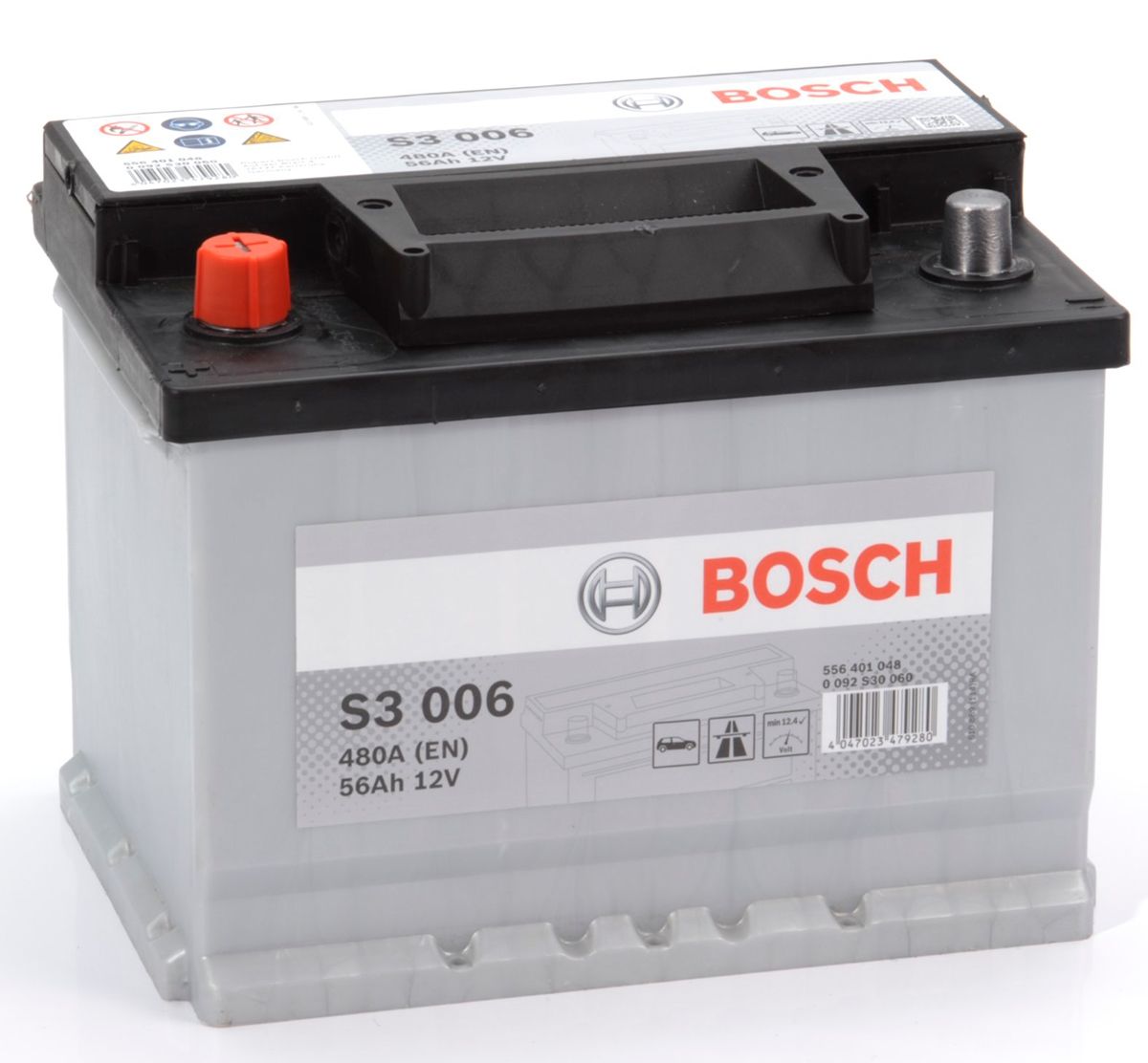 S3 006 BOSCH CAR BATTERY 12V 56AH (CCA 480 amps) Type 078 S3006-Powerland