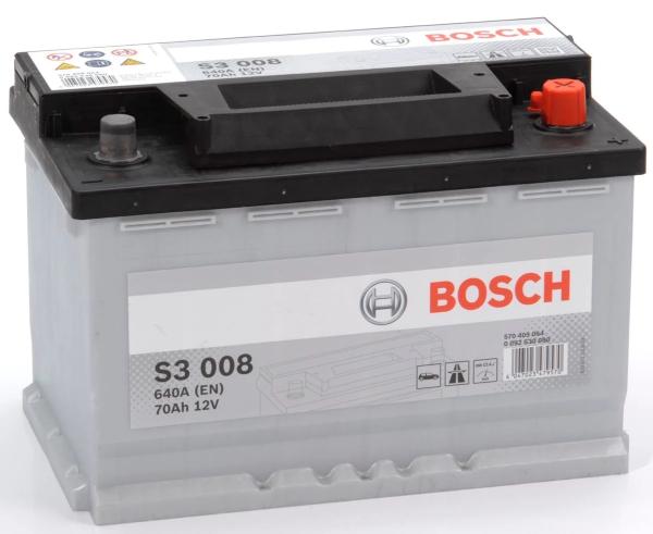 S3 008 BOSCH CAR BATTERY 12V 70AH (CCA 640 amps) Type 096 S3008-Powerland