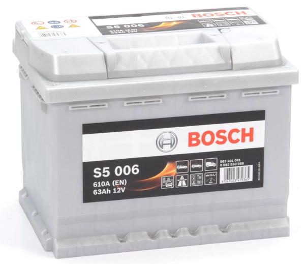 S5 006 BOSCH CAR BATTERY 12V 63AH (CCA 610amps) Type 078 S5006-Powerland
