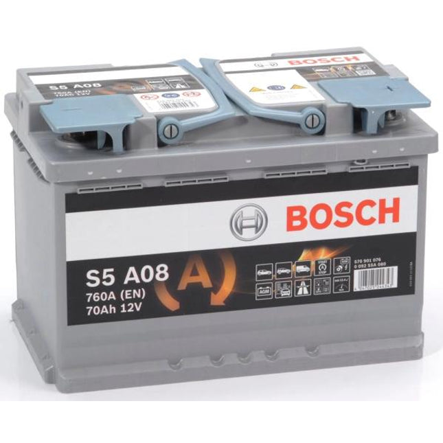 S5 A08 BOSCH AGM CAR BATTERY 12V 70AH (CCA 760amps) Type 096 AGM S5A08-Powerland