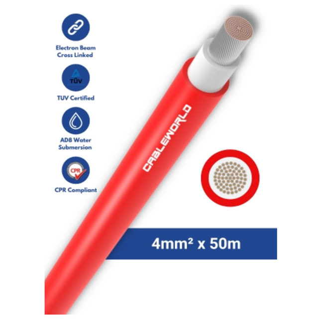 Elettro Brescia 4mm2 single-core 50m - Red