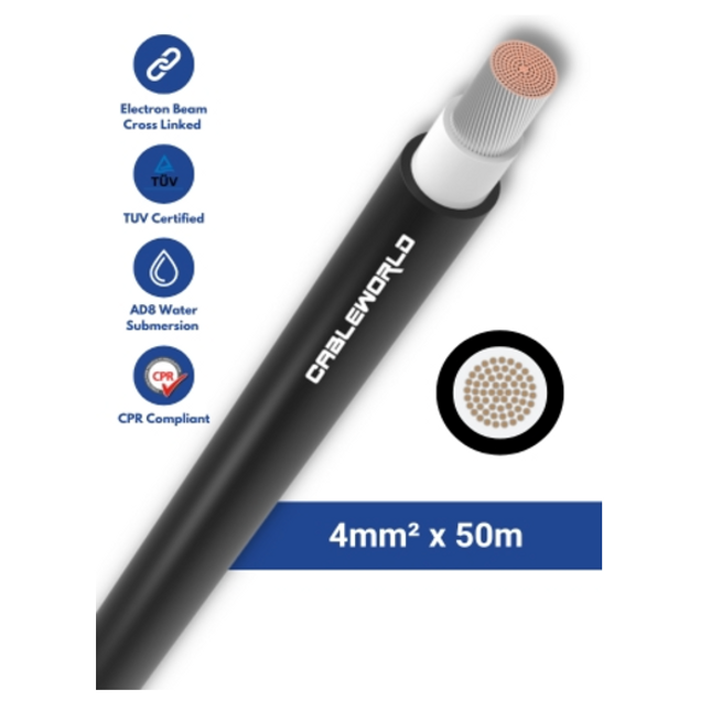 Elettro Brescia 4mm2 single-core DC cable 50m - Black