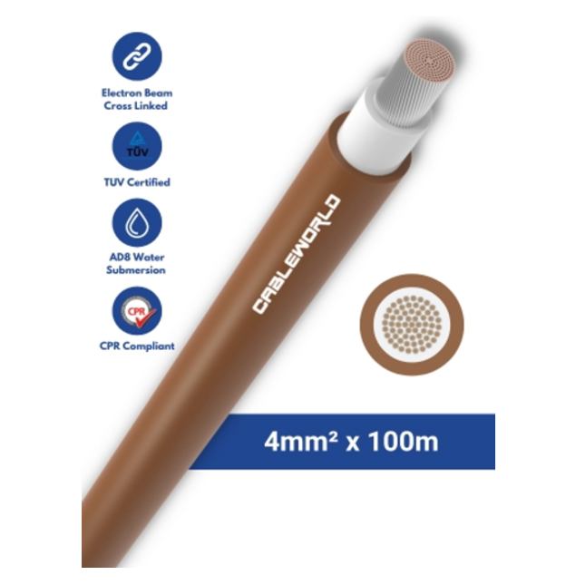 Elettro Brescia 4mm2 single-core DC cable 100m - Brown