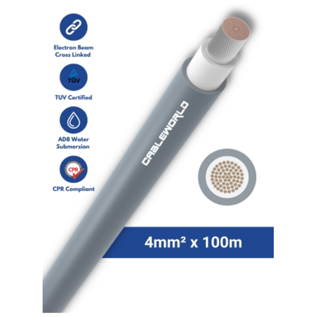 Elettro Brescia 4mm2 single-core DC cable 100m - Grey