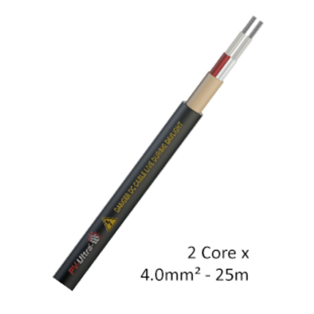 4mm2 Two Core DC Cable 25m - Red and Black