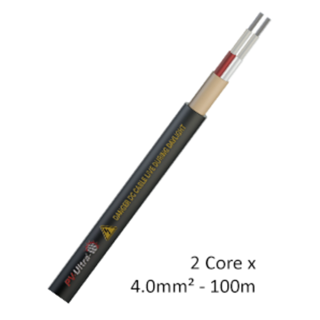 4mm2 Two Core DC Cable 100m - Red and Black