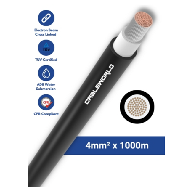 Elettro Brescia 4mm2 single-core DC cable 1000m - Black