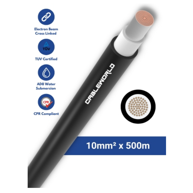 Elettro Brescia 10mm2 single-core DC cable 500m - Black