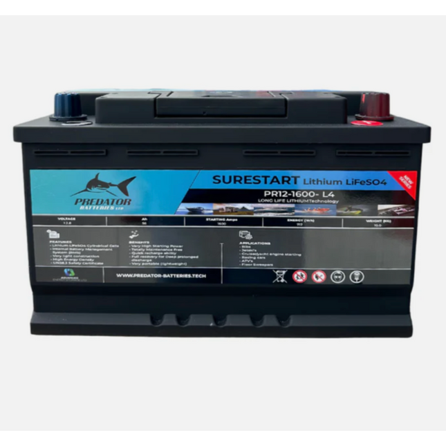 Predator PR12-1600-L4 12v 56ah Marine And Engine Starting Lithium Batteries