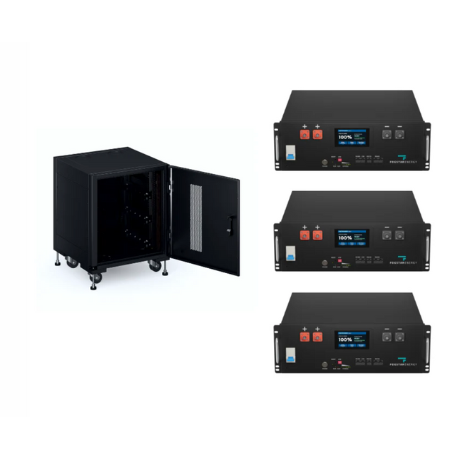 Fogstar Energy 15kWh 48V Rack Battery Bundle x3 Rack Cabinet with x3 Rack Batteries