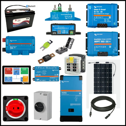 Van Conversion Kit – 200Ah Heated Lithium Battery, 375W Solar Panel and wiring accessories