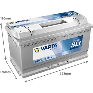 Type 017 Varta Dynamic SLI Car Battery 12V 90Ah (Short Code: F6) (Varta DIN: 590 122 072) - Powerland.co.uk