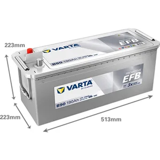 Varta B90 Promotive Silver EFB Battery 12V 190Ah 1000CCA (EN) (629SHD) (690500105) - Powerland.co.uk