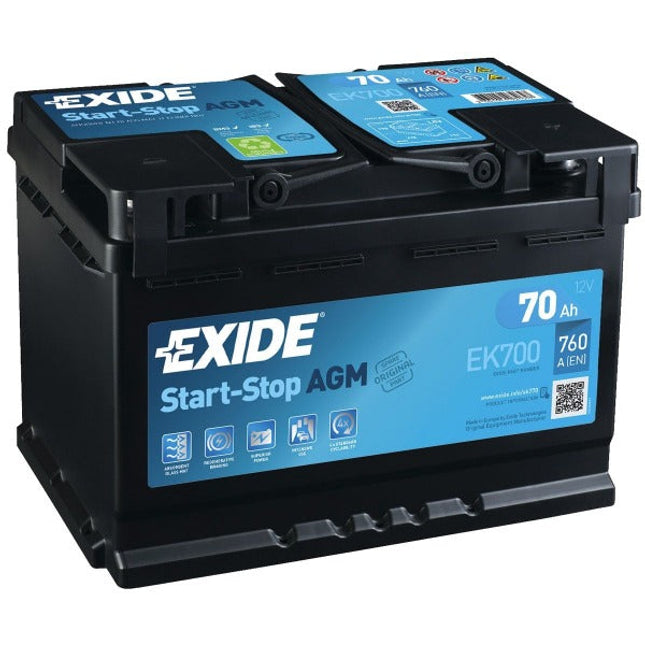 EXIDE 096AGM CAR BATTERY 70AH AGM700 EK700 CCA (EN) 760-Powerland